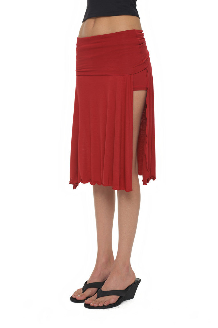 SLIT MIDI SKIRT PANTS (RED)