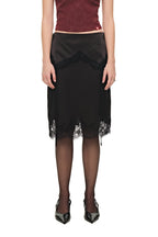 LACE TRIM GARTER MIDI SKIRT (BLACK)