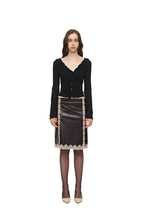 FRILL TRIM V-NECK CARDIGAN (BLACK)
