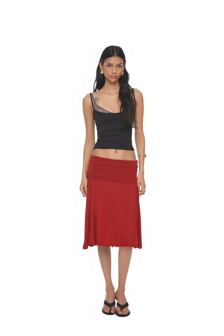 SLIT MIDI SKIRT PANTS (RED)