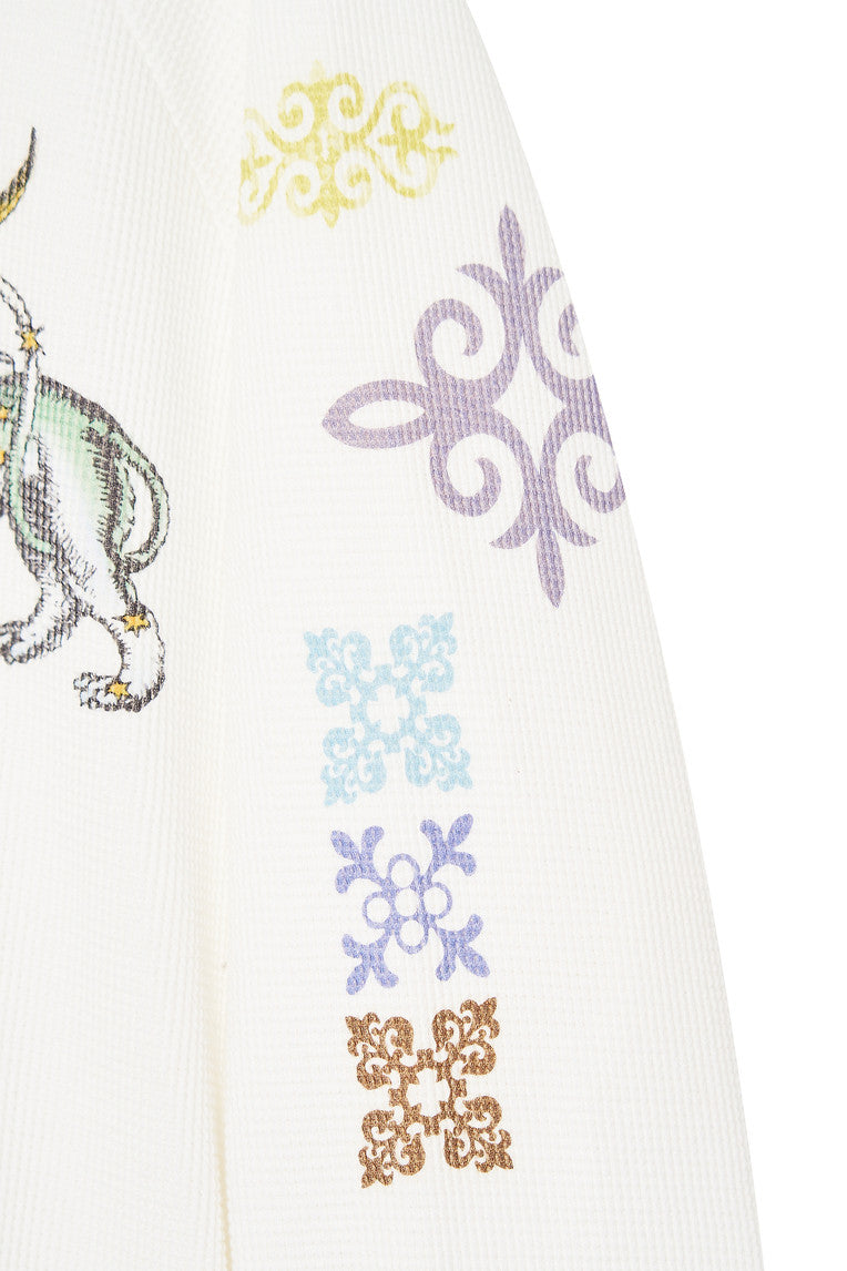 TWIN ZODIAC WAFFLE ZIP-UP HOODIE (WHITE)