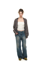 PLAID OVERSIZED SHIRT (NAVY)