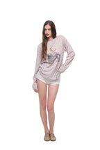 FLORAL POINTELLE LONG SLEEVE T-SHIRT (LIGHT PINK)