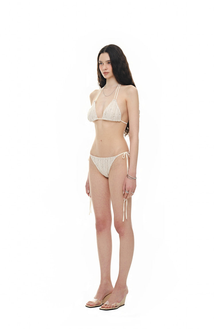 FLORAL BEADS BIKINI (CREAM)