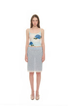 LACE POINT SPARKLE MIDI SKIRT (LIGHT BLUE)