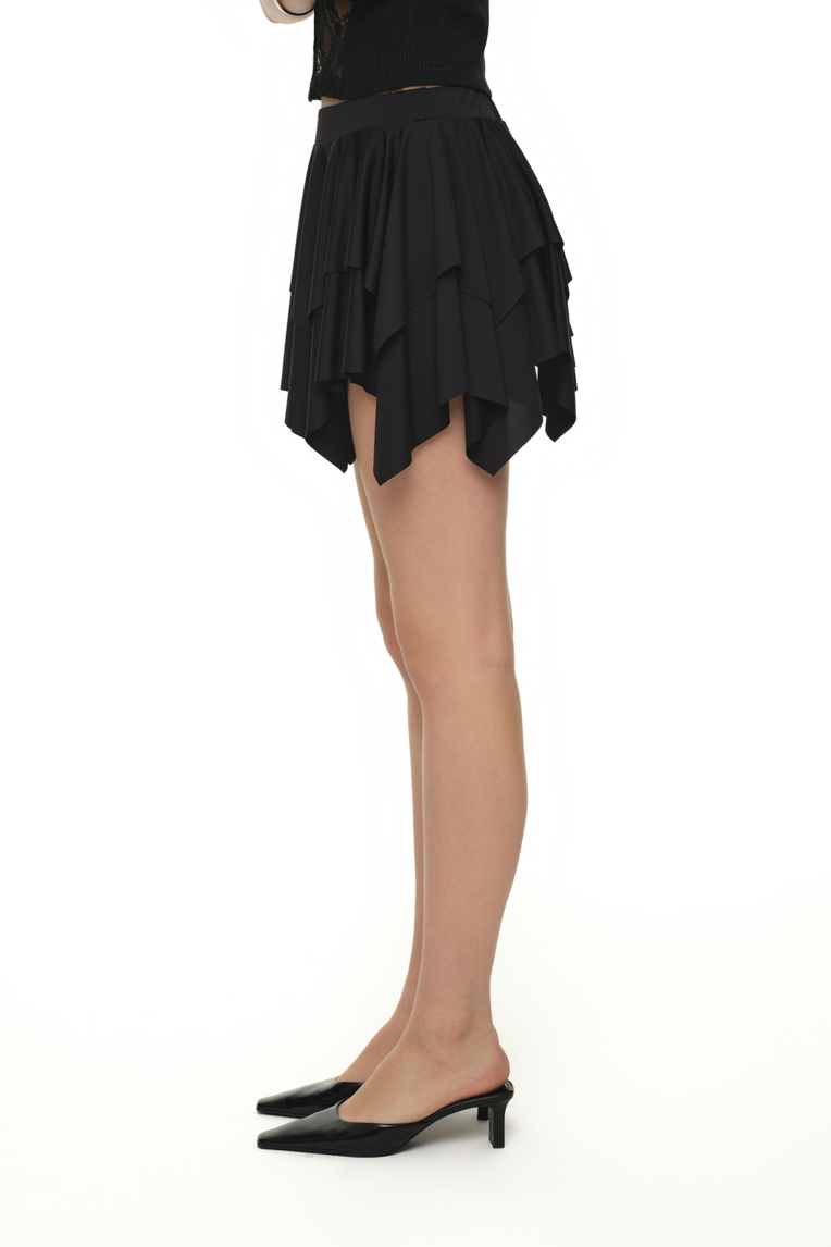 JERSEY CANCAN MINI SKIRT PANTS (BLACK)