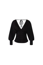 DEEP V-NECK SHIRRING TOP (BLACK)