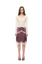 LACE TRIM GARTER MIDI SKIRT (PURPLE)