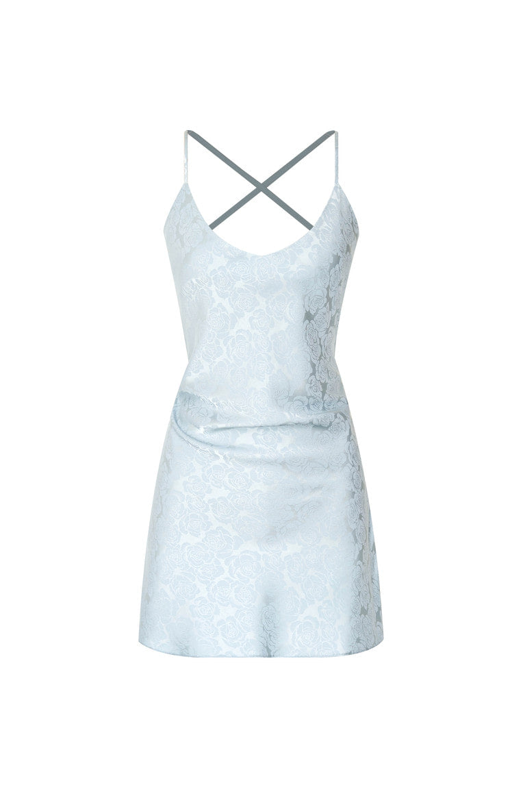 OPEN BACK MINI SLIP DRESS (LIGHT BLUE)