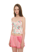 ROSE STENCIL SLEEVELESS TOP (RED)