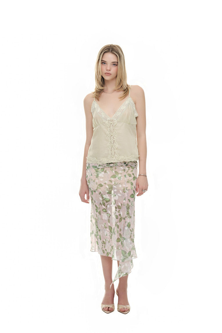 LACE SLIP SLEEVELESS TOP (LIGHT GREEN)