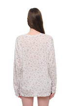 FLORAL POINTELLE LONG SLEEVE T-SHIRT (IVORY)