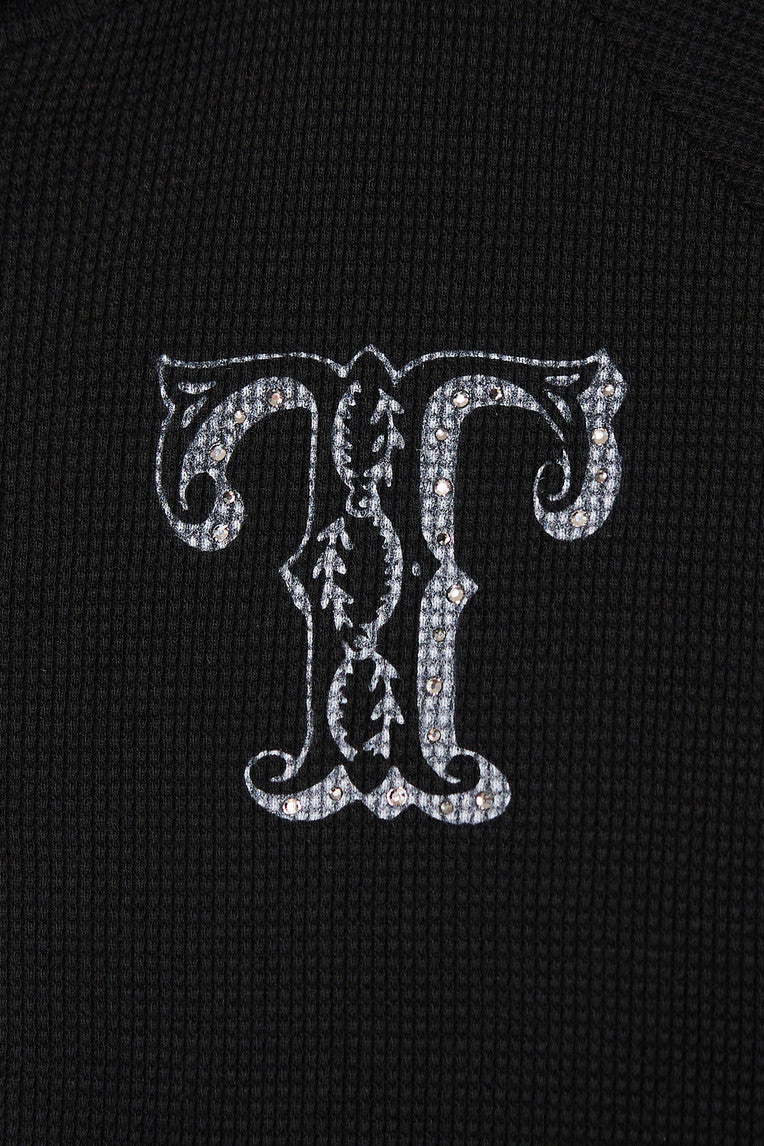 LEO HOTFIX WAFFLE ZIP-UP HOODIE (BLACK)