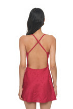 OPEN BACK MINI SLIP DRESS (RED)