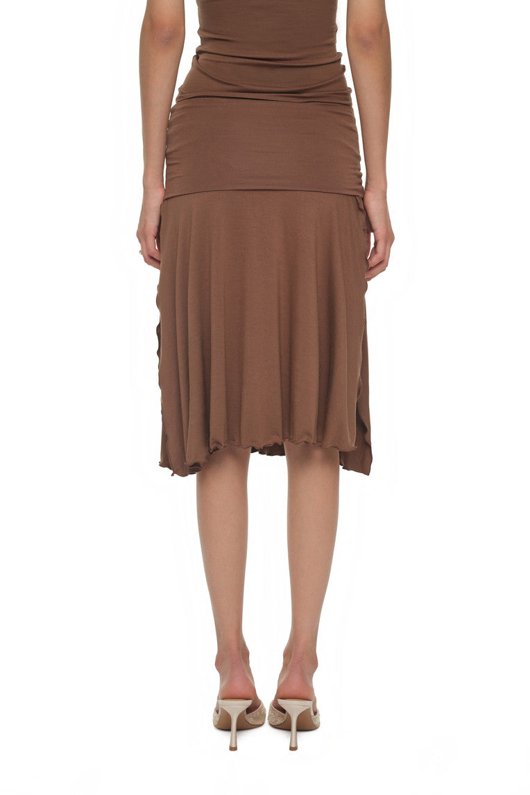 SLIT MIDI SKIRT PANTS (BROWN)