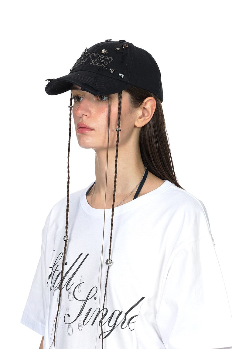 INFINITE LOVE DISTRESSED CAP (WITH STONES)