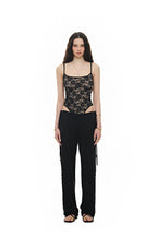 DEEP ROUND NECK LACE BODYSUIT (BLACK)