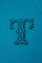 LEO HOTFIX WAFFLE ZIP-UP HOODIE (TEAL)