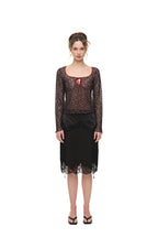 METALLIC FLORAL 02 KEYHOLE TIE TOP (RED) - 2
