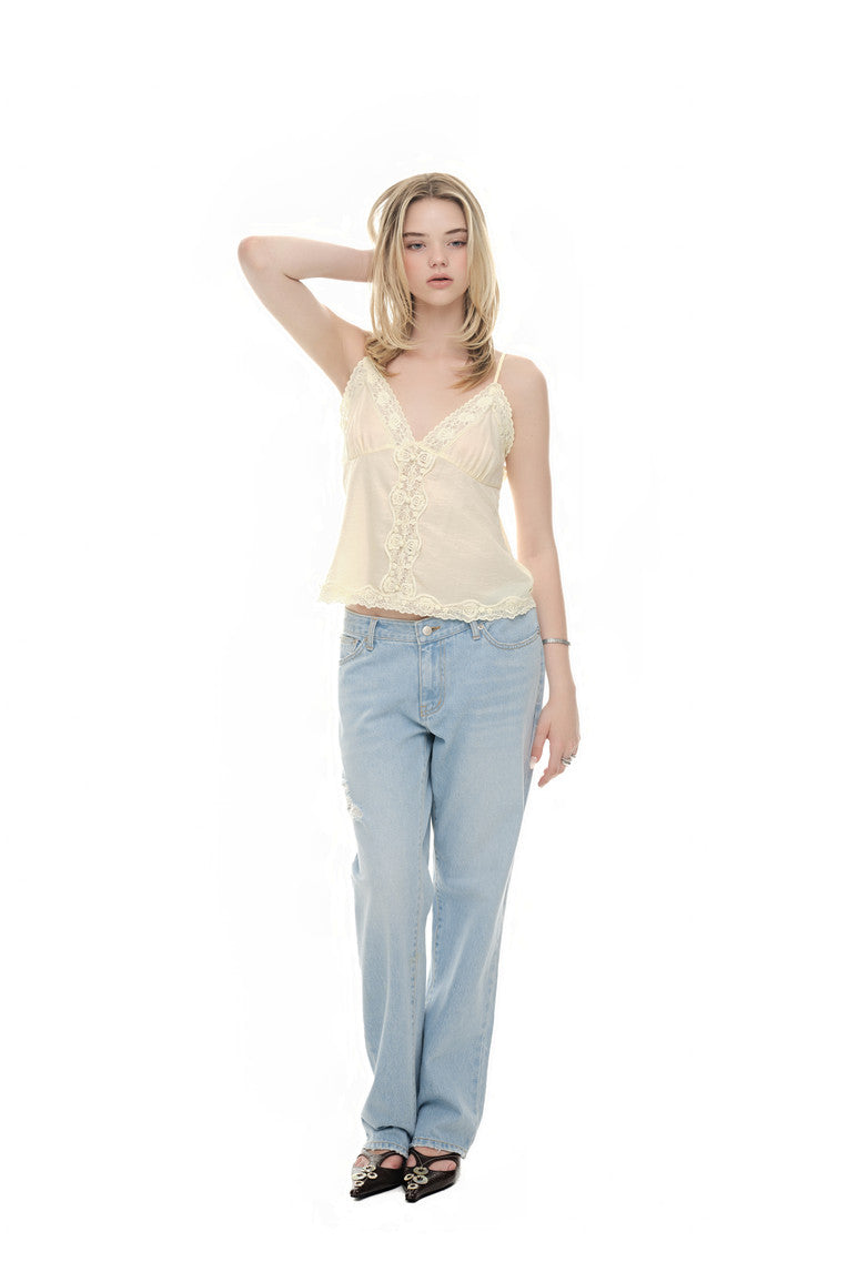 LACE SLIP SLEEVELESS TOP (YELLOW)