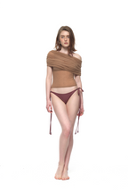 FOLDOVER OFF-SHOULDER TOP (TAN BEIGE)