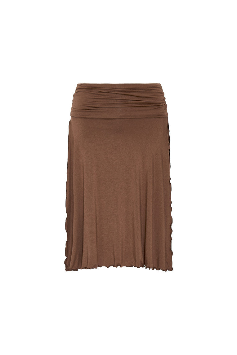 SLIT MIDI SKIRT PANTS (BROWN)