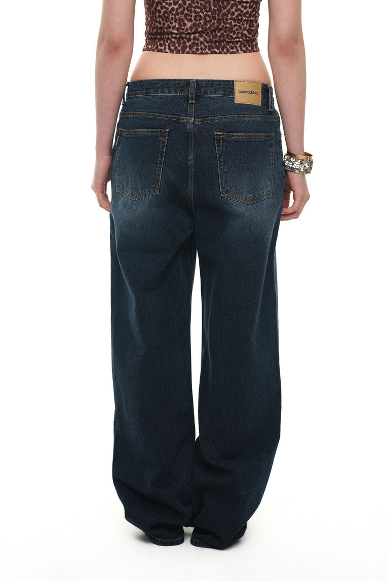 LOW RISE LOOSE-FIT JEANS (DARK BLUE)