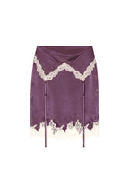 LACE TRIM GARTER MIDI SKIRT (PURPLE)