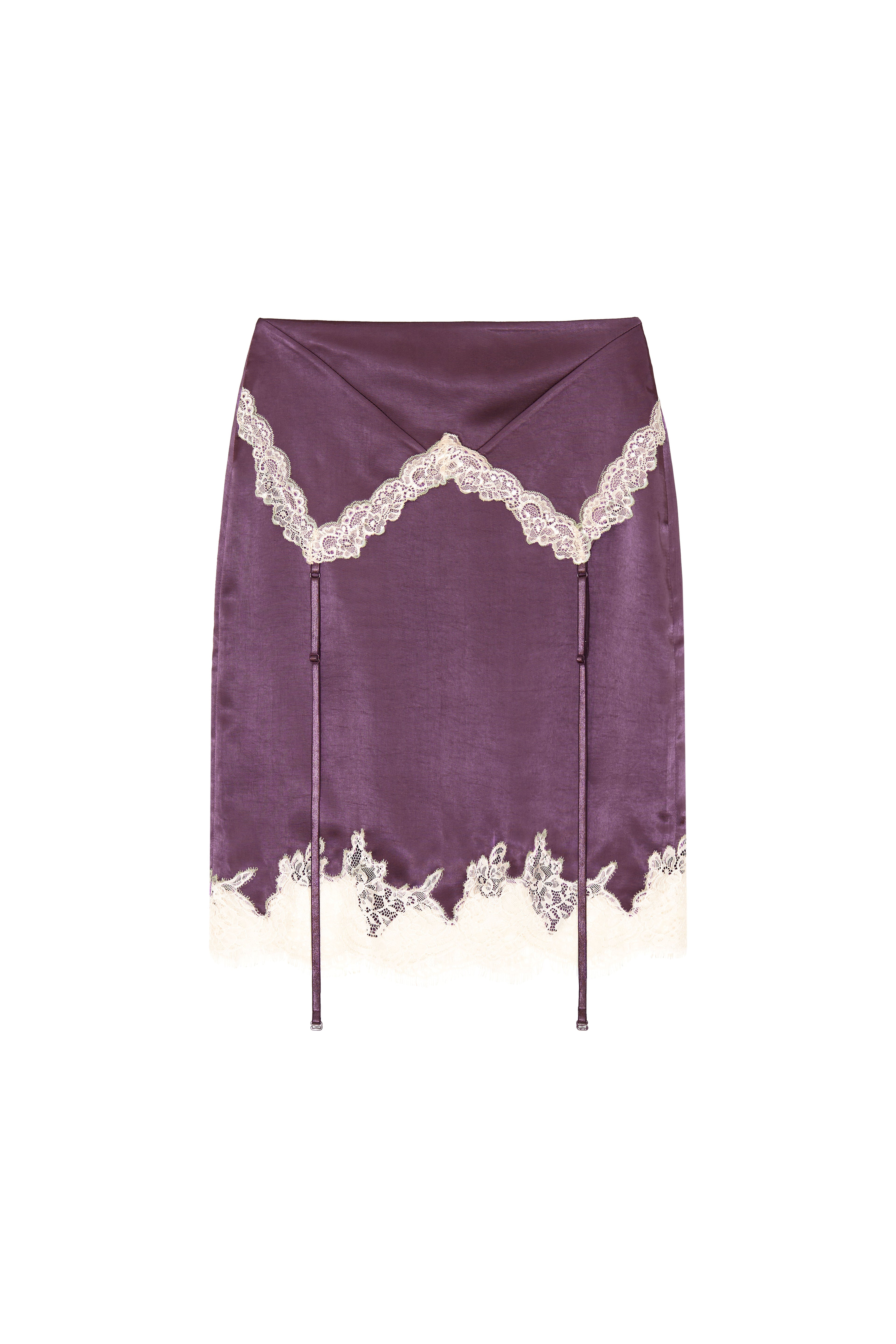 LACE TRIM GARTER MIDI SKIRT (PURPLE)