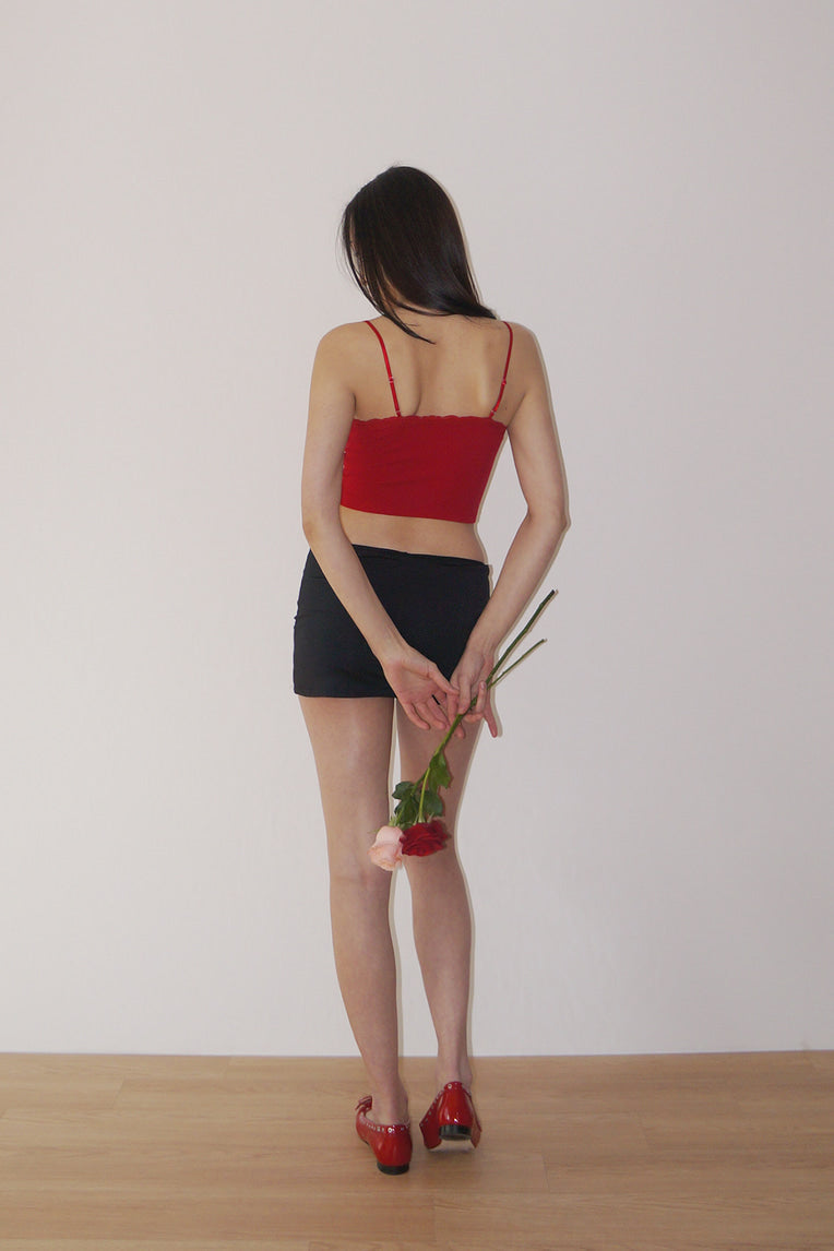 V-NECK LACE CAMI TOP (RED)