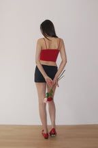V-NECK LACE CAMI TOP (RED)