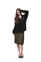 LEO HOTFIX WAFFLE ZIP-UP HOODIE (BLACK)
