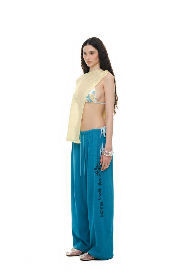 SHEER LINEN KNIT SHAWL (YELLOW)