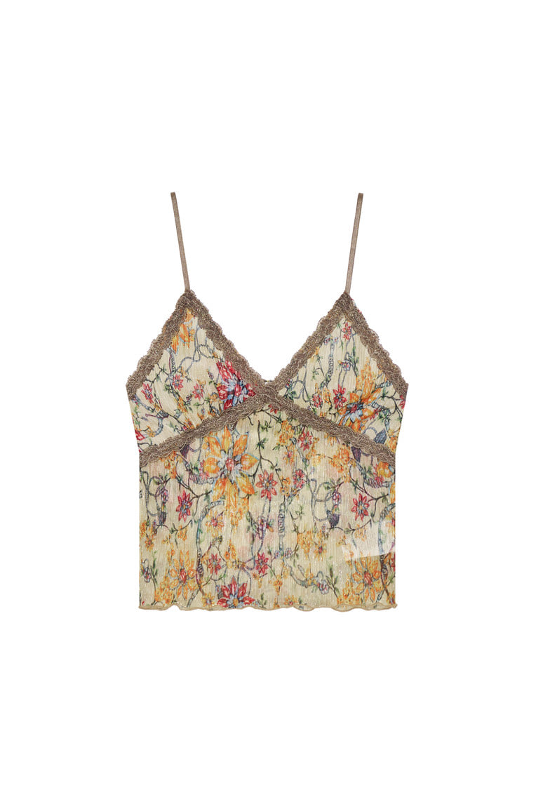 [Ships June 5] METALLIC FLORAL 03 LACE CAMI TOP (YELLOW)