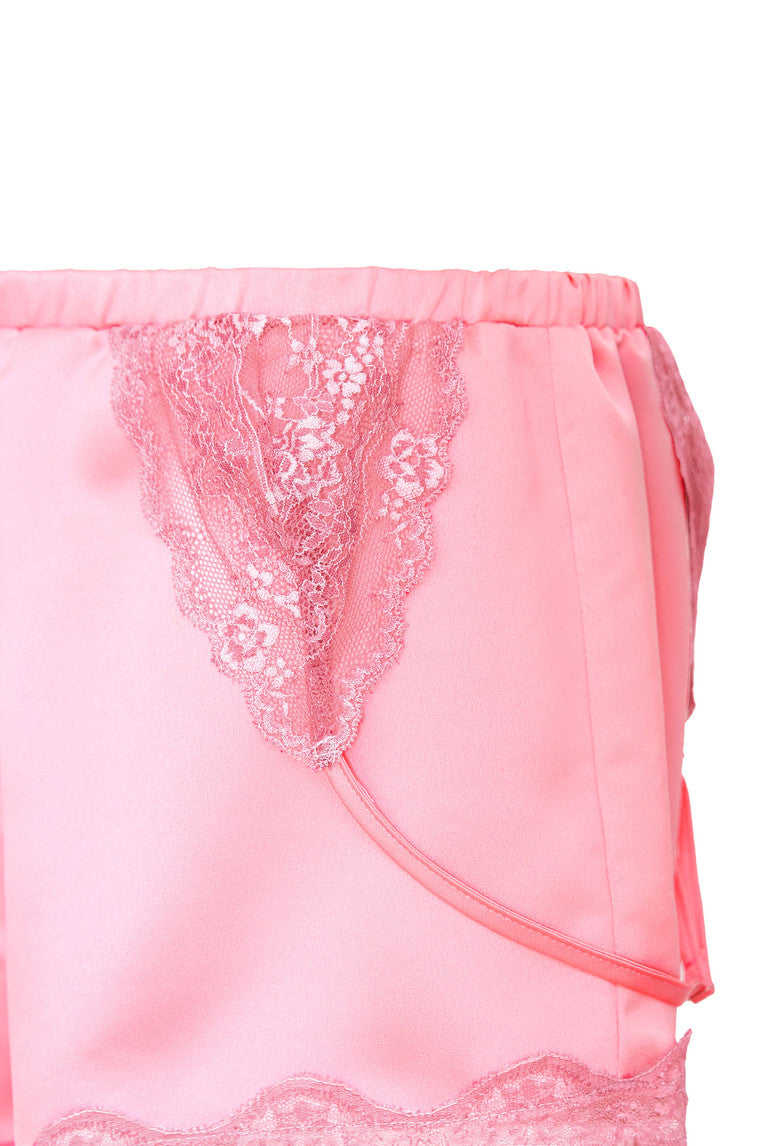 ASYMMETRIC LACE TRIM SLIP SHORTS (PINK)