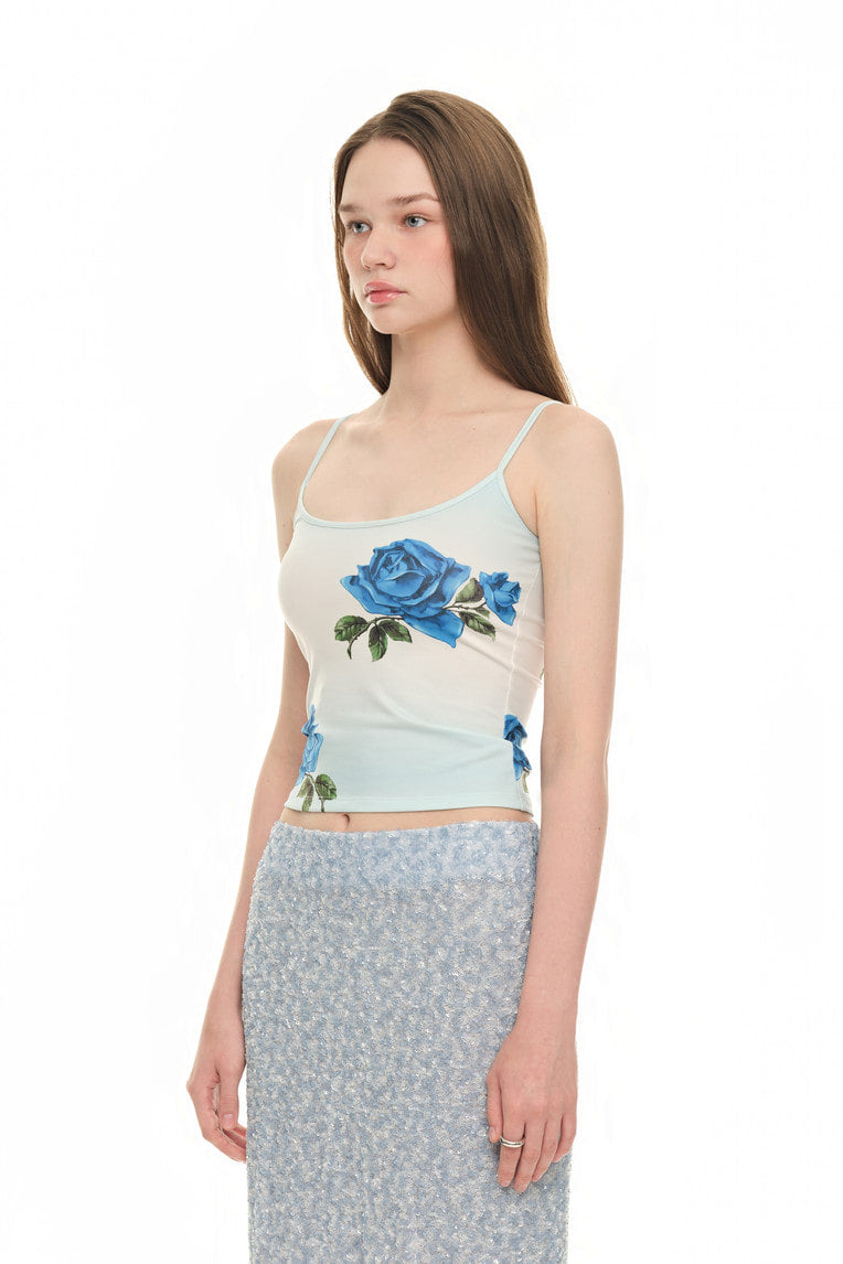 ROSE SLEEVELESS TOP (BLUE)