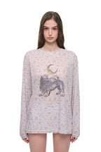FLORAL POINTELLE LONG SLEEVE T-SHIRT (LIGHT PINK)