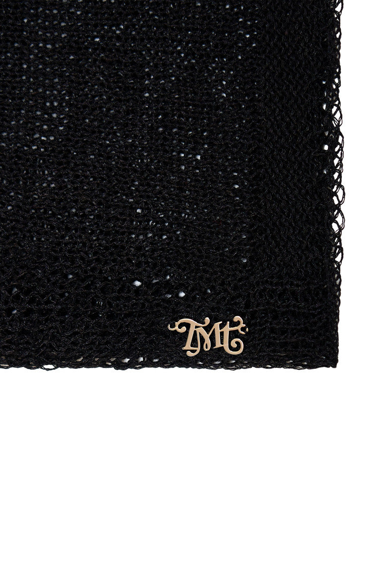 SHEER LINEN KNIT SHAWL (BLACK)