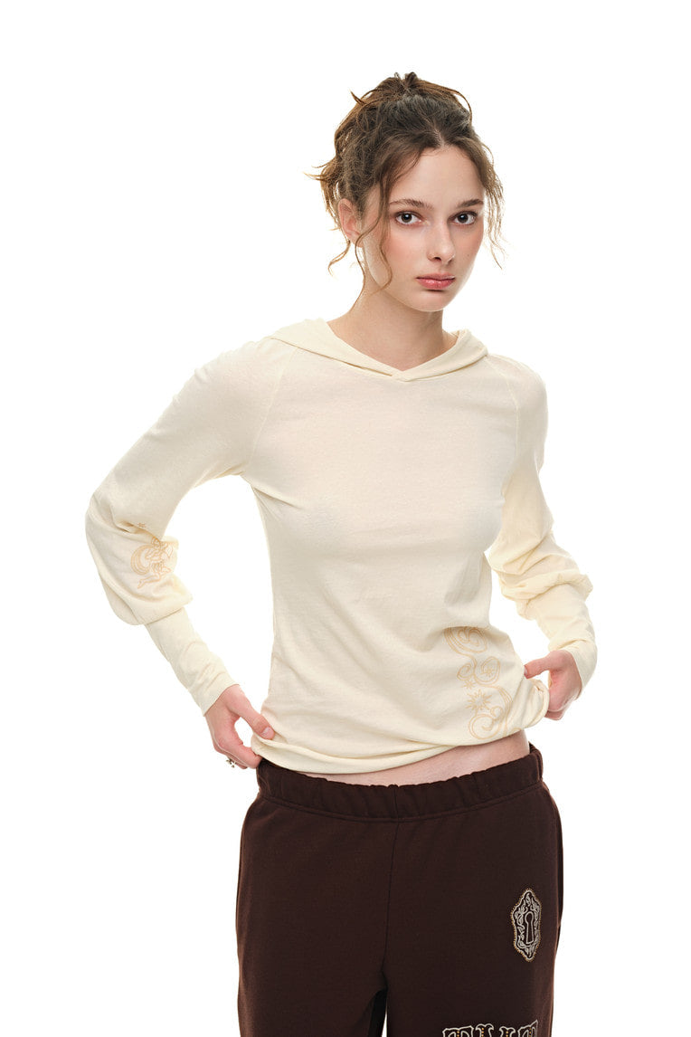 SHEER SLIM-FIT HOODIE (IVORY)