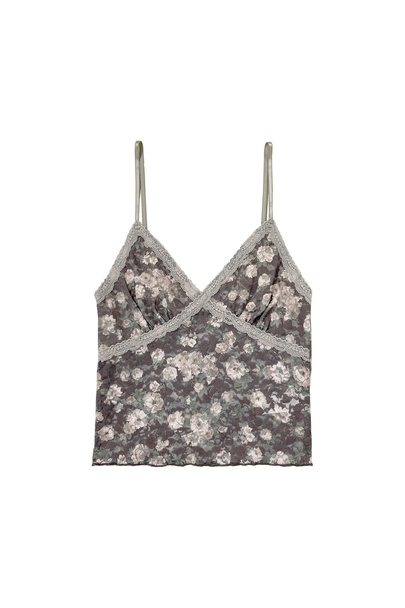 FLORAL LACE CAMI TOP (BROWN)