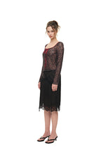 METALLIC FLORAL 02 KEYHOLE TIE TOP (RED) - 3