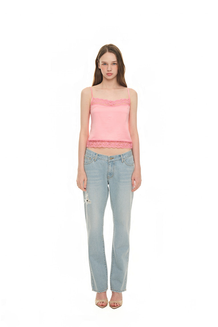 LACE TRIM SLIP CAMISOLE (PINK)
