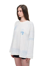 ORNAMENT 02 WAFFLE OVERSIZED LONG SLEEVE T-SHIRT (WHITE)