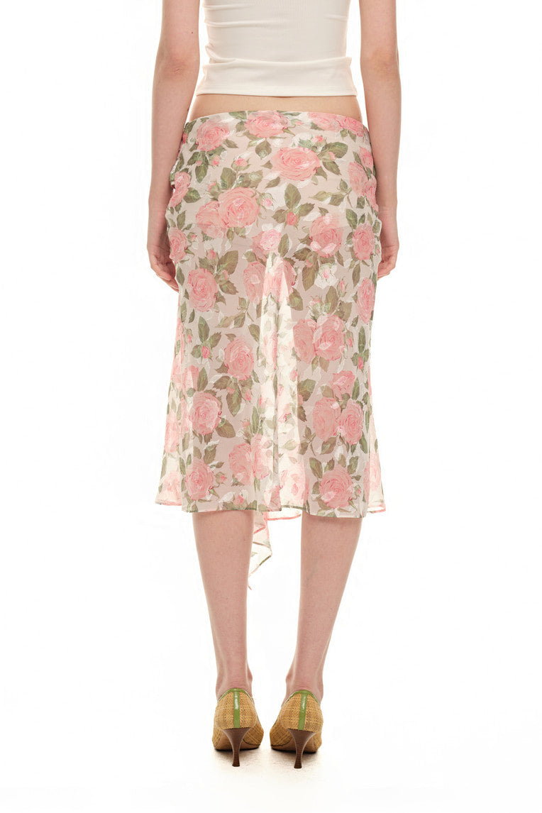 ROSE FLAIR MIDI SKIRT (PINK)