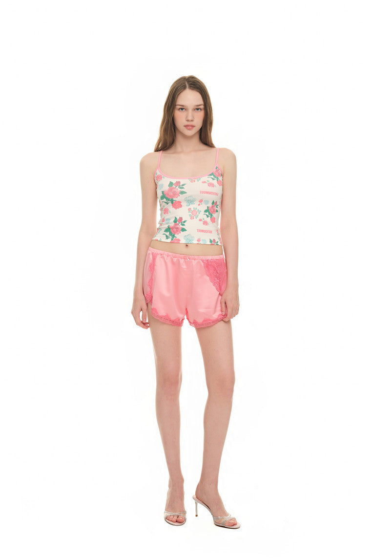 ROSE STENCIL SLEEVELESS TOP (RED)