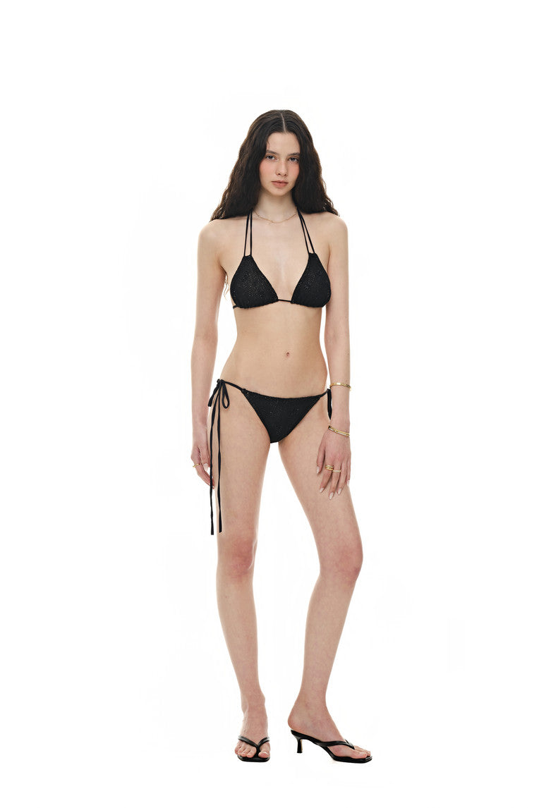 FLORAL BEADS BIKINI (BLACK)
