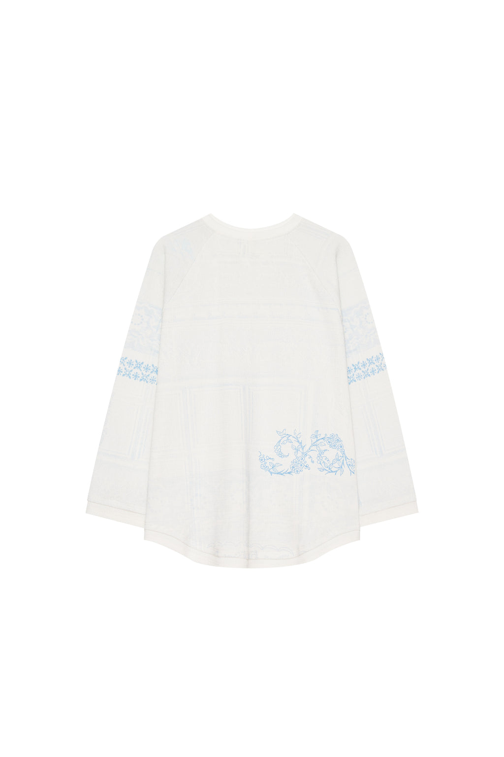 ORNAMENT 02 WAFFLE OVERSIZED LONG SLEEVE T-SHIRT (WHITE)