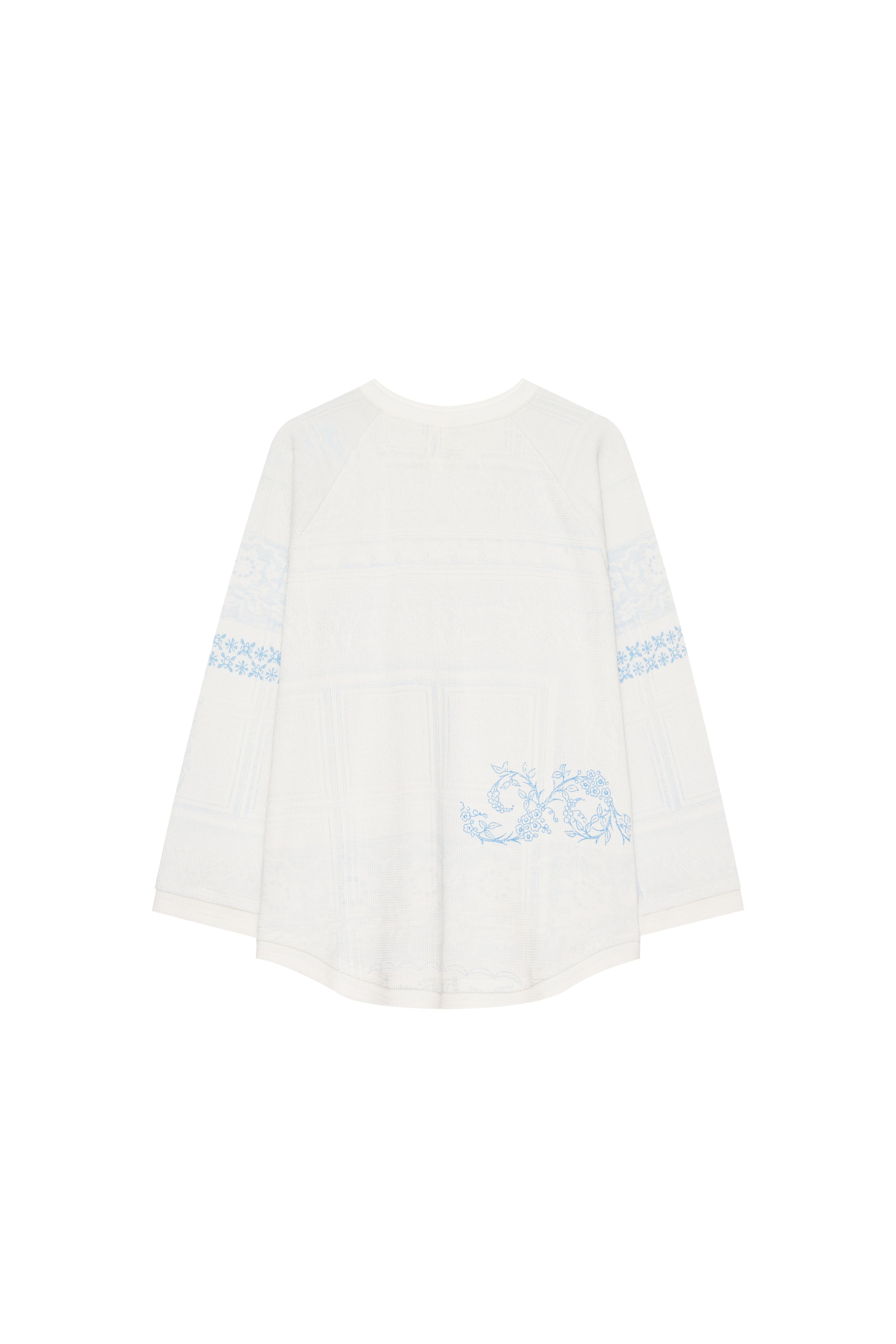 ORNAMENT 02 WAFFLE OVERSIZED LONG SLEEVE T-SHIRT (WHITE)