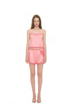 ASYMMETRIC LACE TRIM SLIP SHORTS (PINK)