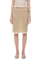 LACE POINT SPARKLE MIDI SKIRT (BEIGE)